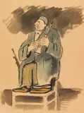 Max Pechstein, Musikal-Clown Grock, 1928, Watercolor