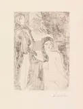 Pablo Picasso, Femme au voile, modèle assis et tête de Rembrand, 1934, Etching