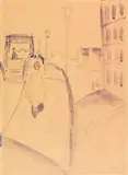 August Macke, Viktoriabrücke im Abendglühen, 1912, Watercolor