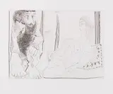Femme aguichant un homme songeur by Pablo Picasso, 1968, Etching, sold Jun 2018