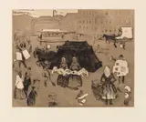 Edvard Munch, Der Leichenwagen. Potsdamer Platz, 1902, Drypoint