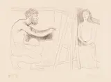 Peintre devant son chevalet avec un modèle aux longs cheveux (Aus: Balzac. Le Chef-d'œuvre inconnu) by Pablo Picasso, 1927, Etching, sold Jun 2018