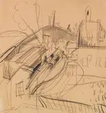 Bahnhof Königstein by Ernst Ludwig Kirchner, 1915/16, Chalk drawing, sold Jun 2018