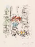 Les Roses pompons by Marc Chagall, 1974, Lithograph in colors, sold Jun 2018