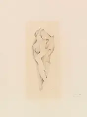 Zwei weibliche Akte by Rudolf Jahns, 1922, Pencil drawing, sold Jun 2018