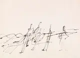 Ernst Wilhelm Nay, Ostseefischer, 1936, Rohr- und Tuschfeder in Schwarz auf Ingres-Bütten, umlaufend auf Papier montiert