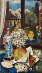 Edith Campendonk-van Leckwyck, Stillleben mit Madonna und Blumenvase, Wohl 1930, Oil on canvas