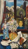 Edith Campendonk-van Leckwyck, Stillleben mit Madonna und Blumenvase, Wohl 1930, Oil on canvas