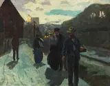 Hermann Pleuer, Stuttgarter Westbahnhof in der Abenddämmerung, 1899, Oil on canvas