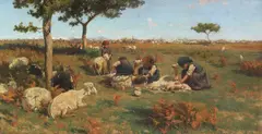 Stefano Bruzzi, Die Schafschur, Um 1885, Oil on canvas