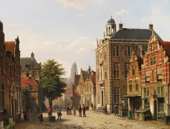 Willem Koekkoek, Holländische Stadtansicht im Sommer, Um 1880, Oil on canvas