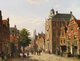 Willem Koekkoek, Holländische Stadtansicht im Sommer, Um 1880, Oil on canvas