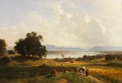 Adolf Heinrich Lier, Der Starnberger See von Pöcking aus gesehen, 1856/1863, Oil on canvas