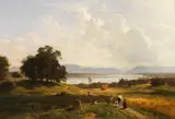 Adolf Heinrich Lier, Der Starnberger See von Pöcking aus gesehen, 1856/1863, Oil on canvas