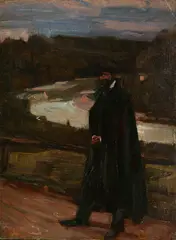 Albert Weisgerber, Mann im Isartal, 1905, Oil on cardboard