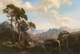Carl Hummel, Aussicht vom Col di Sorba bei Vivario mit Pinien, Korsika