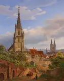 Heinrich Adam, Blick auf Esslingen am Neckar, 1841, Oil on canvas