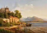 Louis Gurlitt, Oberitalienische Küstenlandschaft mit Figurenstaffage