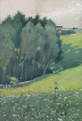 Rudolf Sieck, Frühlingswiese (Bächlein), 1902, Pastel