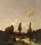 Toni von Stadler, Mooslandschaft mit Gehöften (Voralpenland), Um 1900, Oil on panel
