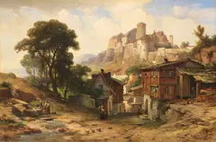 Albert Emil Kirchner, Ansicht von Schloss Burghausen an der Salzach, 1883, Oil on panel