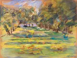 Max Liebermann, Blick in den Wannseegarten, Um 1920, Pastel