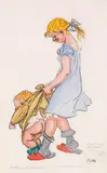 Heinrich Zille, Weeste, Orje, Du loofst ja wie een Sieb'nmonatskind, Ca. 1920, Watercolor