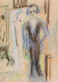 Stehende Dame im Abendkleid by Ernst Ludwig Kirchner, Um 1918, Chalks, sold Dec 2017