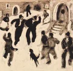 Auf dem Dorfplatz by Alfons Walde, Wohl um 1925, Tempera, sold Dec 2017