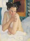 Leo Putz, Erwachen (Sitzender Halbakt), 1912, Oil on canvas