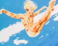 Norbert Bisky, Sturzflug, 2001, Öl auf Leinwand