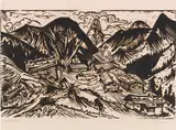 Stafelalp mit Tinzenhorn by Ernst Ludwig Kirchner, 1917, Woodcut, sold Dec 2017