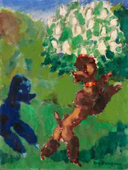 Kees van Dongen, Zwei spielende Pudel, Wohl 1920, Oil