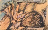 Drei Figuren auf Fehmarn (Postkarte) by Ernst Ludwig Kirchner, 1914, Pen and India ink, sold Dec 2017