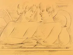 Duo by Oskar Schlemmer, 1936, Pen and India ink drawing, sold Dec 2017