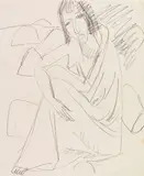 Sitzende Frau im Badetuch am Strand by Ernst Ludwig Kirchner, 1913, Chalks, sold Dec 2017
