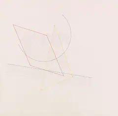 Sol LeWitt, The location of a black arc, red parallelogram...., 1976, Pencil