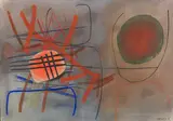 Fritz Winter, Übergittertes Rot, 1952, Mixed media