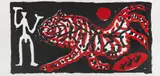 Tiger und Jäger by A. R. Penck, Um 1990, Silkscreen in colors, sold Dec 2017