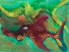 Fish by Rainer Fetting, 1989, Oil on canvas, sold Dec 2017