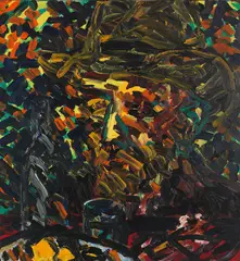 Friedemann Hahn, Kopf mit Stillleben (Van Gogh), 1986, Oil on canvas