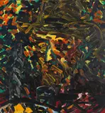 Friedemann Hahn, Kopf mit Stillleben (Van Gogh), 1986, Oil on canvas