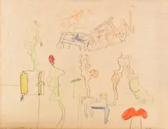 Meubles by Roberto Sebastian Echaurren Matta, 1960, Colored pencil drawing, sold Dec 2017