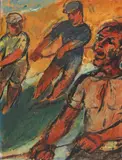 Max Pechstein, Fischer Netz ziehend, 1924, Gouache