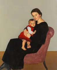 Willi Maillard, Cläre Maillard mit Tochter Maria, Um 1920, Oil on canvas