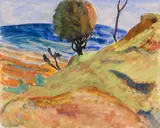 Erich Heckel, Baum am Ufer, 1921, Gouache