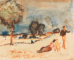 Landpartie by August Macke, Wohl um 1910, Watercolor, sold Dec 2017