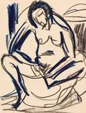 Sitzender weiblicher Akt by Ernst Ludwig Kirchner, Um 1925, Chalk drawing, sold Dec 2017