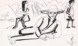 Liegender Bauer by Ernst Ludwig Kirchner, 1920, India ink drawing, sold Dec 2017