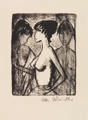 Mädchen-Halbakt im Profil (vor einem Bild) by Otto Mueller, 1922, Lithograph, sold Dec 2017